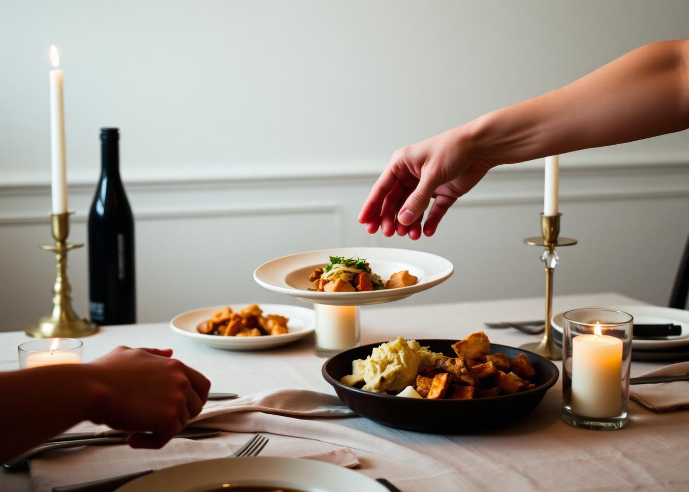 Hands at the dinner table